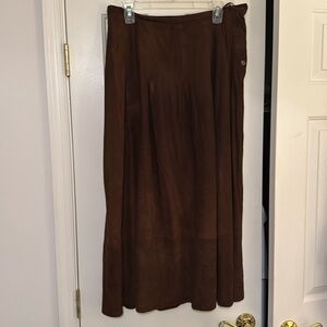 Brown suede maxi skirt